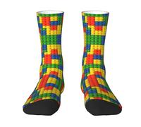 LPWTYCBV Colorful Brick Print Adult Socks Men'S Women'S Crew Socks Funny Crazy Novelty Socks