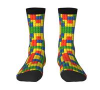 LPWTYCBV Colorful Brick Print Adult Socks Men'S Women'S Crew Socks Funny Crazy Novelty Socks