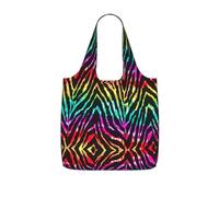 LPWTYCBV Colorful Rainbow Zebra Print Storage Bag With A Drawstring Backpack With Ripstop Polyester Fabric
