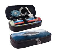 LPWTYCBV Cruise Ship Printed Leather Pencil Case with Zipper Seal is Very Suitable for Daily Use.