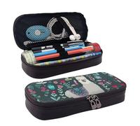 LPWTYCBV Cute Llama Floral Printed Leather Pencil Case with Zipper Seal is Very Suitable for Daily Use.