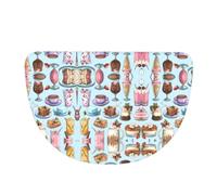 LPWTYCBV Dessert Refreshments Printed Flannel Semi-Circular Floor Mat For Indoor Porch