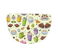 LPWTYCBV Dessert Refreshments Printed Flannel Semi-Circular Floor Mat For Indoor Porch