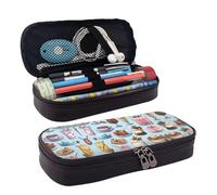LPWTYCBV Dessert Refreshments Printed Leather Pencil Case with Zipper Seal is Very Suitable for Daily Use.
