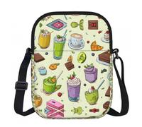 LPWTYCBV Dessert Refreshments Printed Zipper Messenger Bag Lightweight Waterproof 600d Oxford Cloth, Adjustable Shoulder Strap