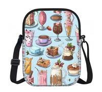 LPWTYCBV Dessert Refreshments Printed Zipper Messenger Bag Lightweight Waterproof 600d Oxford Cloth, Adjustable Shoulder Strap