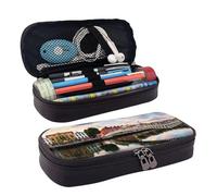 LPWTYCBV Dublin Ireland Ha Penny Bridge River Printed Leather Pencil Case with Zipper Seal is Very Suitable for Daily Use.
