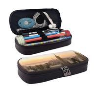 LPWTYCBV Empire State Building Printed Leather Pencil Case with Zipper Seal is Very Suitable for Daily Use.