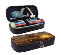 LPWTYCBV Fantasy Pirate Ship Printed Leather Pencil Case with Zipper Seal is Very Suitable for Daily Use.