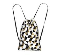 LPWTYCBV Fashion Modern Black White Gold Triangles Print Ultra-Lightweight 14l Reusable Polyester Travel Backpack For Shopping, Commuting, And Everyday Carry