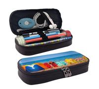 LPWTYCBV Flip-Flops On A Sandy Beach Printed Leather Pencil Case with Zipper Seal is Very Suitable for Daily Use.