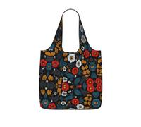 LPWTYCBV Floral Vintage Black Print Storage Bag With A Drawstring Backpack With Ripstop Polyester Fabric