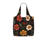 LPWTYCBV Floral Vintage Black Print Storage Bag With A Drawstring Backpack With Ripstop Polyester Fabric