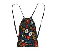 LPWTYCBV Floral Vintage Black Print Ultra-Lightweight 14l Reusable Polyester Travel Backpack For Shopping, Commuting, And Everyday Carry