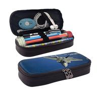 LPWTYCBV Flying Airplane Printed Leather Pencil Case with Zipper Seal is Very Suitable for Daily Use.