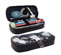 LPWTYCBV Fun Cat Astronaut Printed Leather Pencil Case with Zipper Seal is Very Suitable for Daily Use.