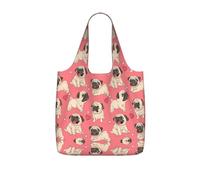 LPWTYCBV Funny Cartoon Pug Puppy Dog Print Storage Bag With A Drawstring Backpack With Ripstop Polyester Fabric
