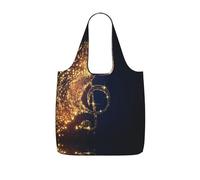 LPWTYCBV Gold Musical Note With Fallen Shiny Star Print Storage Bag With A Drawstring Backpack With Ripstop Polyester Fabric