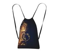 LPWTYCBV Gold Musical Note With Fallen Shiny Star Print Ultra-Lightweight 14l Reusable Polyester Travel Backpack For Shopping, Commuting, And Everyday Carry