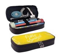LPWTYCBV Goodlooking Hello Sunshine Printed Leather Pencil Case with Zipper Seal is Very Suitable for Daily Use.