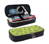 LPWTYCBV Green Clever Monkey Printed Leather Pencil Case with Zipper Seal is Very Suitable for Daily Use.