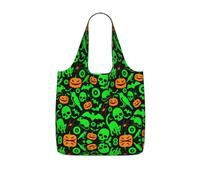 LPWTYCBV Green Ghost Horror Halloween Pumpkin Print Storage Bag With A Drawstring Backpack With Ripstop Polyester Fabric