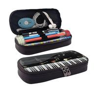 LPWTYCBV Guitar Piano Pattern Printed Leather Pencil Case with Zipper Seal is Very Suitable for Daily Use.
