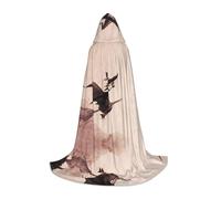 LPWTYCBV Halloween Witch Flying Print Hooded Cape For Teenagers Comfortable And Durable Costume Cape For Halloween