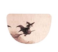LPWTYCBV Halloween Witch Flying Printed Flannel Semi-Circular Floor Mat For Indoor Porch