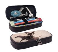 LPWTYCBV Halloween Witch Flying Printed Leather Pencil Case with Zipper Seal is Very Suitable for Daily Use.