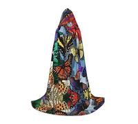 LPWTYCBV Hand Drawn Color Butterfly Print Hooded Cape For Teenagers Comfortable And Durable Costume Cape For Halloween