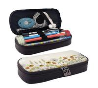 LPWTYCBV Hen Flying Butterflies Among Flowers Printed Leather Pencil Case with Zipper Seal is Very Suitable for Daily Use.