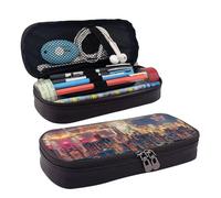 LPWTYCBV Hong Kong Printed Leather Pencil Case with Zipper Seal is Very Suitable for Daily Use.