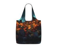 LPWTYCBV Horror Pumpkin Cemetery Print Storage Bag With A Drawstring Backpack With Ripstop Polyester Fabric