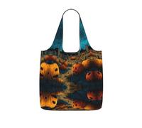 LPWTYCBV Horror Pumpkin Cemetery Print Storage Bag With A Drawstring Backpack With Ripstop Polyester Fabric