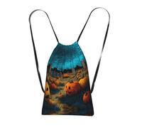 LPWTYCBV Horror Pumpkin Cemetery Print Ultra-Lightweight 14l Reusable Polyester Travel Backpack For Shopping, Commuting, And Everyday Carry