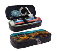 LPWTYCBV Horror Pumpkin Cemetery Printed Leather Pencil Case with Zipper Seal is Very Suitable for Daily Use.