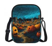 LPWTYCBV Horror Pumpkin Cemetery Printed Zipper Messenger Bag Lightweight Waterproof 600d Oxford Cloth, Adjustable Shoulder Strap