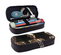 LPWTYCBV Human Skeleton Printed Leather Pencil Case with Zipper Seal is Very Suitable for Daily Use.