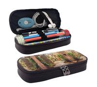 LPWTYCBV Italian Street Printed Leather Pencil Case with Zipper Seal is Very Suitable for Daily Use.