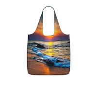 LPWTYCBV Last Sun Rays Of Over The Sea Waves Print Storage Bag With A Drawstring Backpack With Ripstop Polyester Fabric