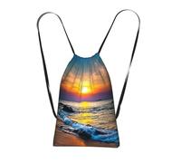 LPWTYCBV Last Sun Rays Of Over The Sea Waves Print Ultra-Lightweight 14l Reusable Polyester Travel Backpack For Shopping, Commuting, And Everyday Carry