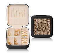 LPWTYCBV Leopard Pattern Print Square Leather Jewelry Box Portable And Stylish Jewelry Storage Solution