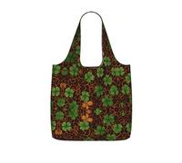 LPWTYCBV _Leopard_Print_Clover_Leaves Print Storage Bag With A Drawstring Backpack With Ripstop Polyester Fabric
