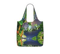LPWTYCBV Many Frogs Sing On The Branches Summer Butterflies Lake Water Print Storage Bag With A Drawstring Backpack With Ripstop Polyester Fabric