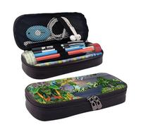 LPWTYCBV Many Frogs Sing On The Branches Summer Butterflies Lake Water Printed Leather Pencil Case with Zipper Seal is Very Suitable for Daily Use.