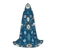 LPWTYCBV Morris Pattern Blue Print Hooded Cape For Teenagers Comfortable And Durable Costume Cape For Halloween