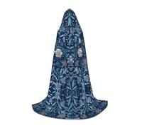 LPWTYCBV Morris Pattern Blue Print Hooded Cape For Teenagers Comfortable And Durable Costume Cape For Halloween