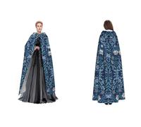 LPWTYCBV Morris Pattern Blue Print Hooded Cloak Perfect For Halloween And Costume Parties
