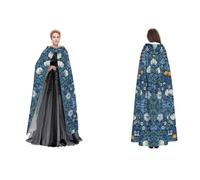 LPWTYCBV Morris Pattern Blue Print Hooded Cloak Perfect For Halloween And Costume Parties